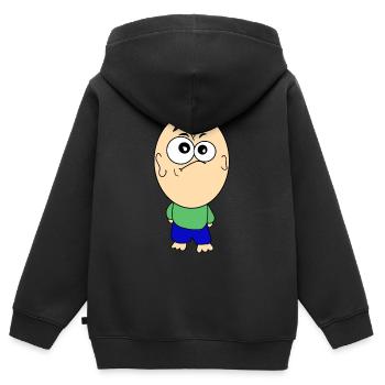 Lustige Bilder mit riesen Kopf - Kinder Premium Organic Zip Hoodie - Schwarz - Hinten - AI Model Kid Male (0cm)