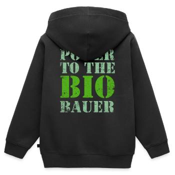 Bio Biobauer Grün Hell - Kinder Premium Organic Zip Hoodie - Schwarz - Hinten - AI Model Kid Male (0cm)