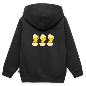 Drei schlüpfende Kücken - Kinder Premium Organic Zip Hoodie - Schwarz - Hinten - AI Model Kid Male (0cm)