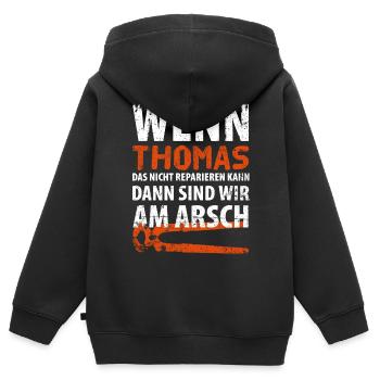 Heimwerker Thomas - Kinder Premium Organic Zip Hoodie - Schwarz - Hinten - AI Model Kid Male (0cm)