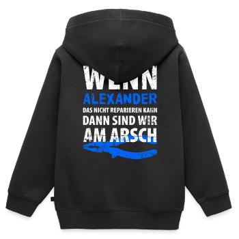 Heimwerker Alexander - Kinder Premium Organic Zip Hoodie - Schwarz - Hinten - AI Model Kid Male (0cm)