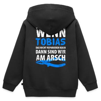 Heimwerker Tobias - Kinder Premium Organic Zip Hoodie - Schwarz - Hinten - AI Model Kid Male (0cm)