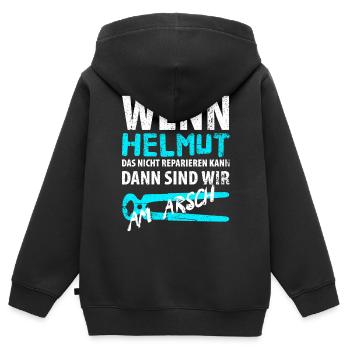 Heimwerker Helmut - Kinder Premium Organic Zip Hoodie - Schwarz - Hinten - AI Model Kid Male (0cm)