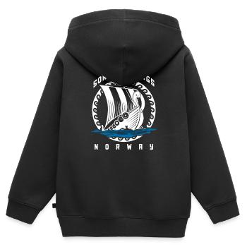 Norwegen - Kinder Premium Organic Zip Hoodie - Schwarz - Hinten - AI Model Kid Male (0cm)