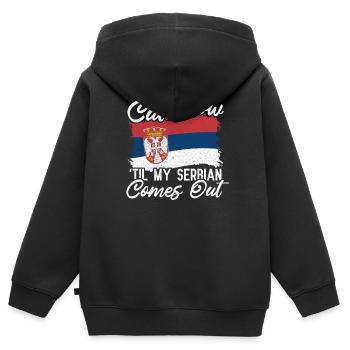 Serbien - Kinder Premium Organic Zip Hoodie - Schwarz - Hinten - AI Model Kid Male (0cm)