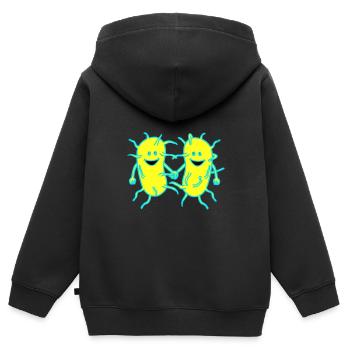 Bactéries, germes, virus, maladies, peste, grippe - Sweat Premium à capuche zippé enfant bio - noir - Dos - AI Model Kid Male (0cm)