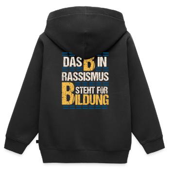 Anti Rassismus Sprüche - Kinder Premium Organic Zip Hoodie - Schwarz - Hinten - AI Model Kid Male (0cm)