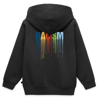 Anti Rassismus Sprüche - Kinder Premium Organic Zip Hoodie - Schwarz - Hinten - AI Model Kid Male (0cm)