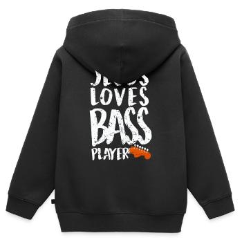 Jesus Loves Bass Players Funny Guitar Bass Playing - Sweat Premium à capuche zippé enfant bio - noir - Dos - AI Model Kid Male (0cm)