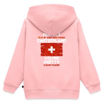Switzerland - Kids Premium Organic Zip-up Hoodie - rose - Back - AI Model Kid Female (0cm)