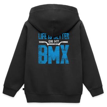 BMX - Sweat Premium à capuche zippé enfant bio - noir - Dos - AI Model Kid Male (0cm)