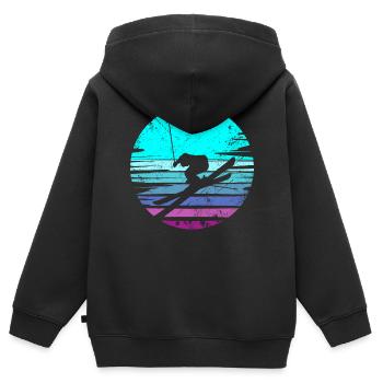Ski Ski Ski Skieur Descente - Sweat Premium à capuche zippé enfant bio - noir - Dos - AI Model Kid Male (0cm)