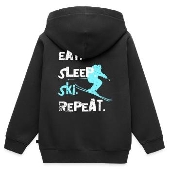 Ski Ski Ski Skieur Descente - Sweat Premium à capuche zippé enfant bio - noir - Dos - AI Model Kid Male (0cm)