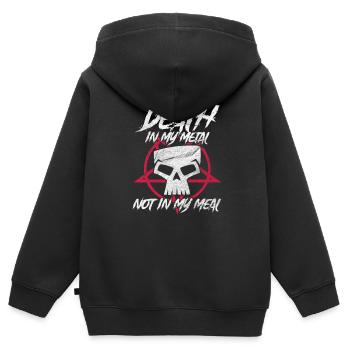 Vegan Death Metal - Kinder Premium Organic Zip Hoodie - Schwarz - Hinten - AI Model Kid Male (0cm)