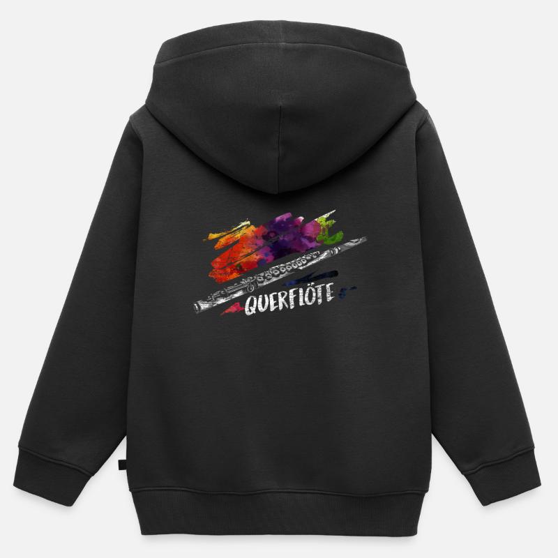 Querflöte Geschenk - Kinder Premium Organic Zip Hoodie - Schwarz