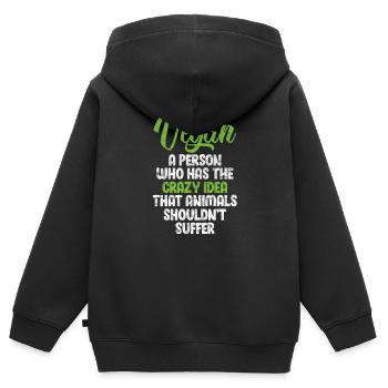 Veganer Vegan Veganismus Veganerin Geschenk - Kinder Premium Organic Zip Hoodie - Schwarz - Hinten - AI Model Kid Male (0cm)
