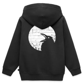 Raven - crow - Kids Premium Organic Zip-up Hoodie - black - Back - AI Model Kid Male (0cm)