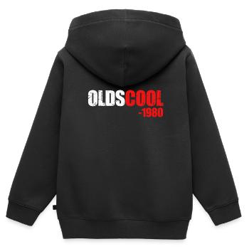 1980 - Kinder Premium Organic Zip Hoodie - Schwarz - Hinten - AI Model Kid Male (0cm)