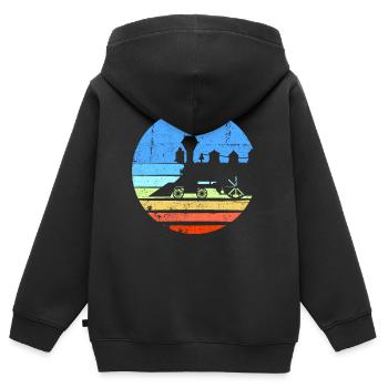Zug Eisenbahn Eisenbahner trains drivers - Kids Premium Organic Zip-up Hoodie - black - Back - AI Model Kid Male (0cm)