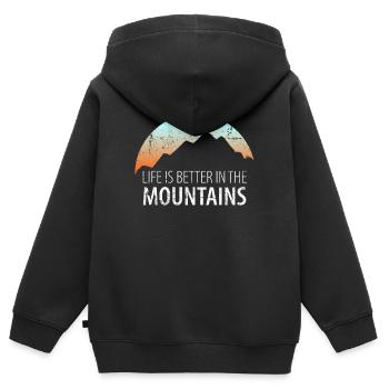 Randonnées montagnes montagnes alpines alpinisme montagne - Sweat Premium à capuche zippé enfant bio - noir - Dos - AI Model Kid Male (0cm)