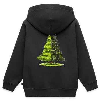 Et dans la forêt, je vais perdre mon esprit et trouver - Sweat Premium à capuche zippé enfant bio - noir - Dos - AI Model Kid Male (0cm)