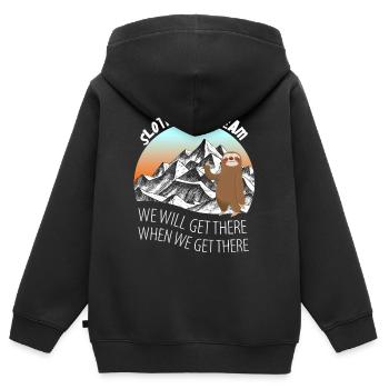 Randonnées montagnes montagnes alpines alpinisme montagne - Sweat Premium à capuche zippé enfant bio - noir - Dos - AI Model Kid Male (0cm)