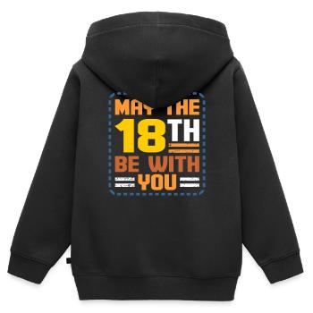 18th birthday - Kids Premium Organic Zip-up Hoodie - black - Back - AI Model Kid Male (0cm)