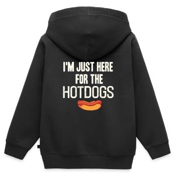 Hot dog - Kinder Premium Organic Zip Hoodie - Schwarz - Hinten - AI Model Kid Male (0cm)