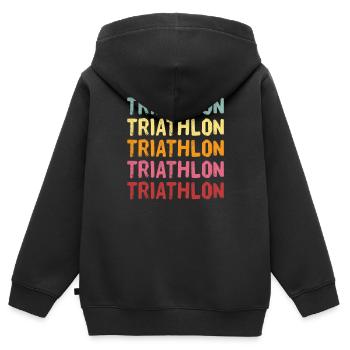 Triathlon - Kinder Premium Organic Zip Hoodie - Schwarz - Hinten - AI Model Kid Male (0cm)