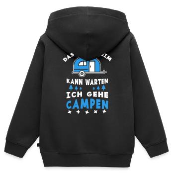 Das Altersheim kann warten ich gehe campen - Kinder Premium Organic Zip Hoodie - Schwarz - Hinten - AI Model Kid Male (0cm)