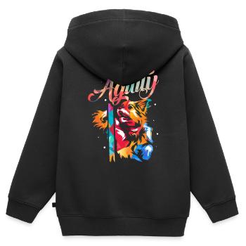 Agilité du chien - Sweat Premium à capuche zippé enfant bio - noir - Dos - AI Model Kid Male (0cm)
