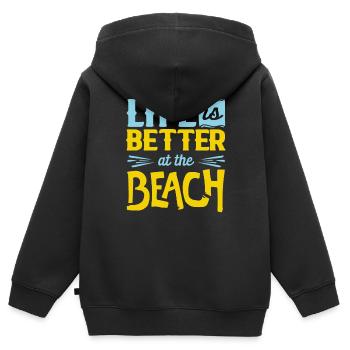 plage - Sweat Premium à capuche zippé enfant bio - noir - Dos - AI Model Kid Male (0cm)