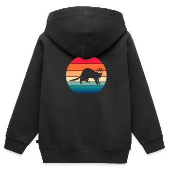 Furets - Sweat Premium à capuche zippé enfant bio - noir - Dos - AI Model Kid Male (0cm)