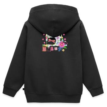 Nähen Nähmaschine Schneider Handarbeit Geschenk - Kinder Premium Organic Zip Hoodie - Schwarz - Hinten - AI Model Kid Male (0cm)
