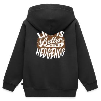 Igel - Kinder Premium Organic Zip Hoodie - Schwarz - Hinten - AI Model Kid Male (0cm)