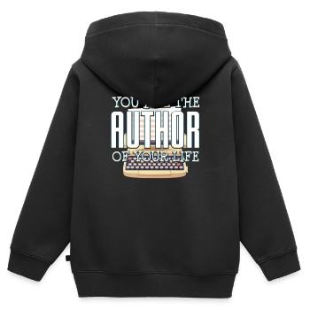 auteur - Sweat Premium à capuche zippé enfant bio - noir - Dos - AI Model Kid Male (0cm)