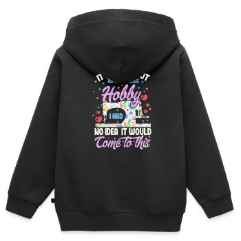 Nähen - Kinder Premium Organic Zip Hoodie - Schwarz - Hinten - AI Model Kid Male (0cm)