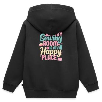 Nähen - Kinder Premium Organic Zip Hoodie - Schwarz - Hinten - AI Model Kid Male (0cm)