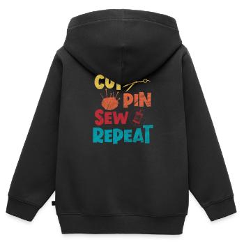 Couture - Sweat Premium à capuche zippé enfant bio - noir - Dos - AI Model Kid Male (0cm)