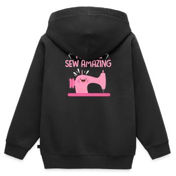 Nähen - Kinder Premium Organic Zip Hoodie - Schwarz - Hinten - AI Model Kid Male (0cm)