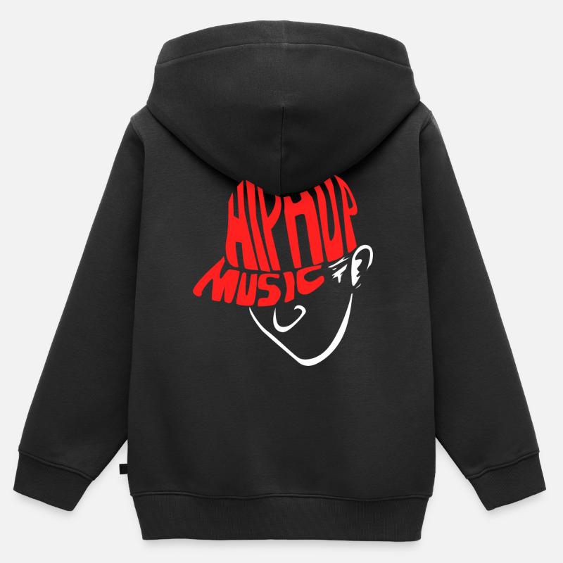 Hip hop - Sweat Premium à capuche zippé enfant bio - noir