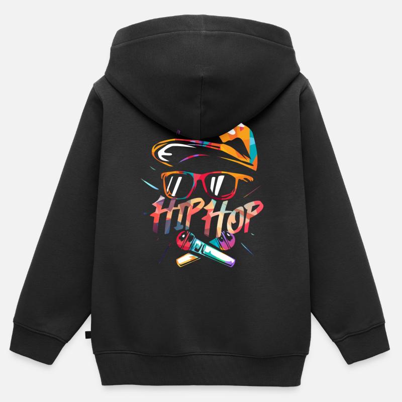 Hip hop - Sweat Premium à capuche zippé enfant bio - noir