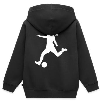 Frauenfußball - Kinder Premium Organic Zip Hoodie - Schwarz - Hinten - AI Model Kid Male (0cm)