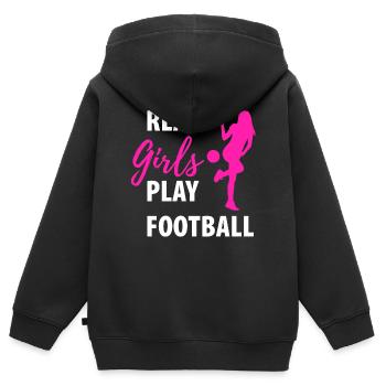 Frauenfußball - Kinder Premium Organic Zip Hoodie - Schwarz - Hinten - AI Model Kid Male (0cm)