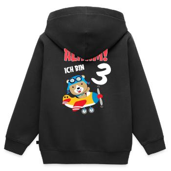 Alarm Ich Bin 3 | 3 Jahre Geburtstagsgeschenk - Kinder Premium Organic Zip Hoodie - Schwarz - Hinten - AI Model Kid Male (0cm)
