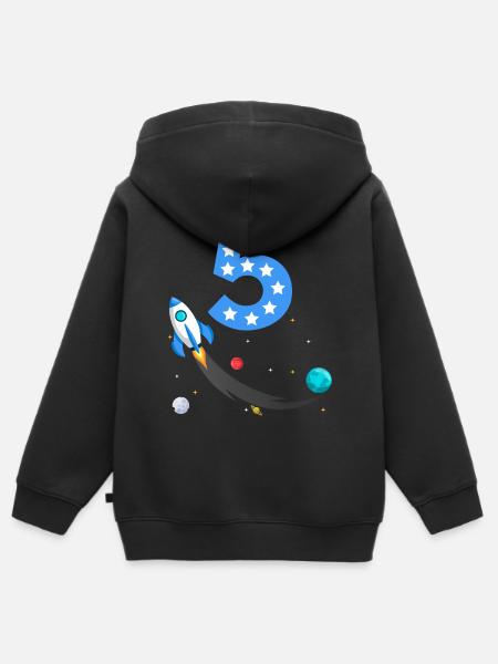 5. Birthday Gift Astronaut Space - Kids Premium Organic Zip-up Hoodie - black