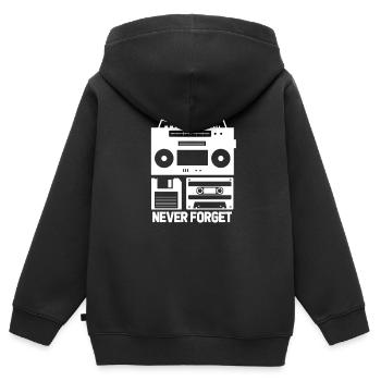 90er Jahre - Kinder Premium Organic Zip Hoodie - Schwarz - Hinten - AI Model Kid Male (0cm)