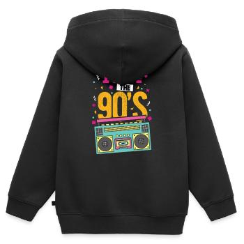 90er Jahre - Kinder Premium Organic Zip Hoodie - Schwarz - Hinten - AI Model Kid Male (0cm)