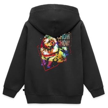 Cadeau Chow Chow - Sweat Premium à capuche zippé enfant bio - noir - Dos - AI Model Kid Male (0cm)