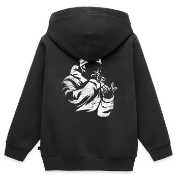 Rap Hip Hop Geschenk - Kinder Premium Organic Zip Hoodie - Schwarz - Hinten - AI Model Kid Male (0cm)
